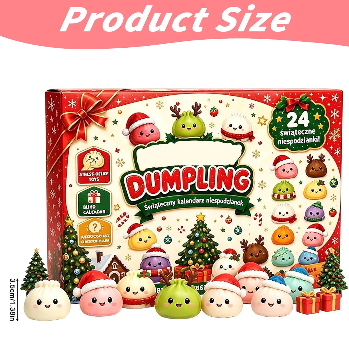Christmas Dumpling Advent Calendar 2026, Dumpling Squishy Mystery Countdown Advent with 24 Squishy Dumpling Toy for Christmas Favors (1 Set)