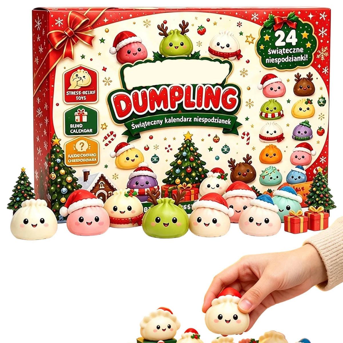Christmas Dumpling Advent Calendar 2026, Dumpling Squishy Mystery Countdown Advent with 24 Squishy Dumpling Toy for Christmas Favors (1 Set)