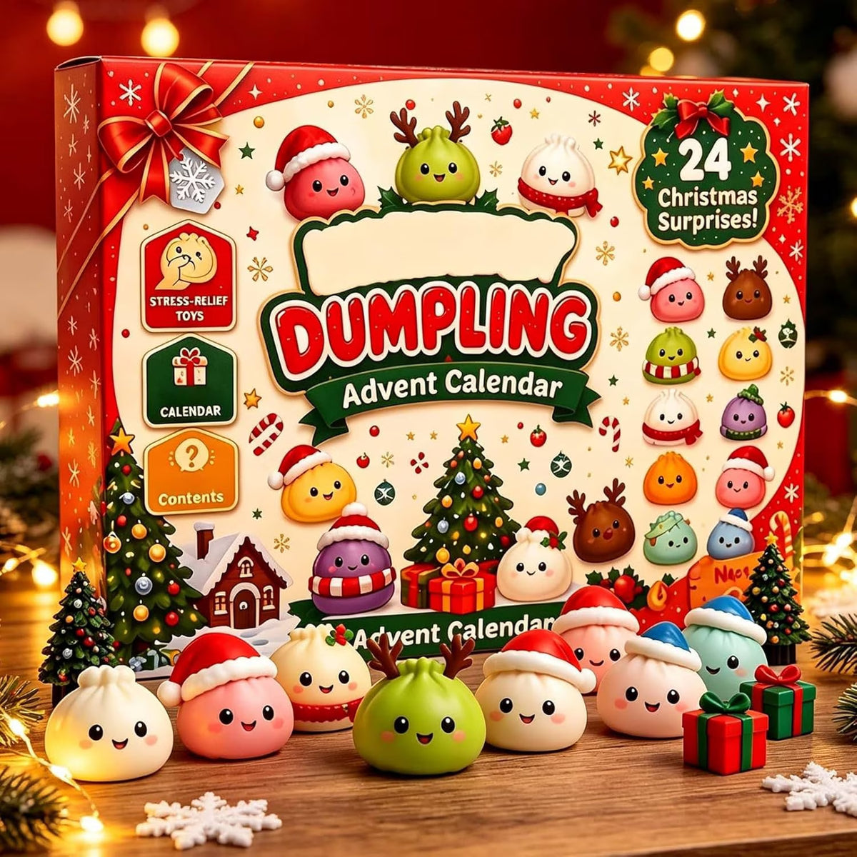 Christmas Dumpling Advent Calendar 2026, Dumpling Squishy Mystery Countdown Advent with 24 Squishy Dumpling Toy for Christmas Favors (1 Set)